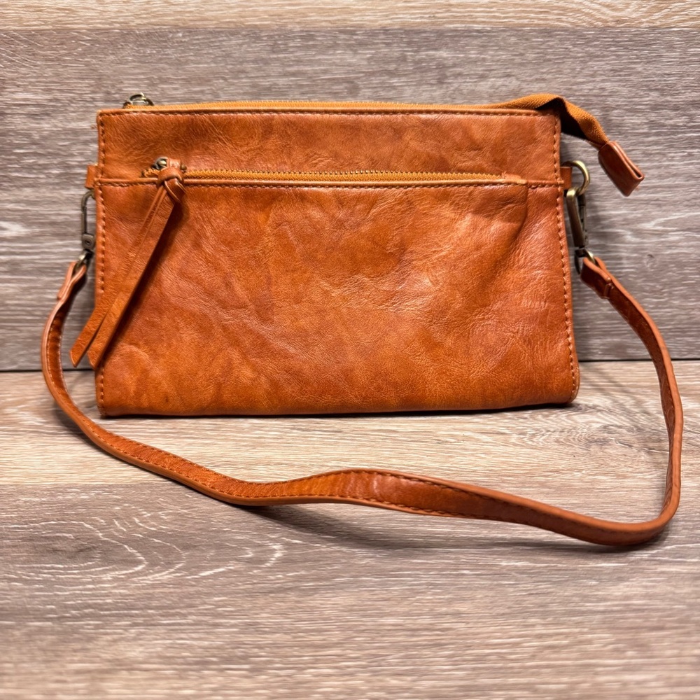 Joy Susan Faux Leather Clutch Small Purse Shoulder Strap Floral Interior